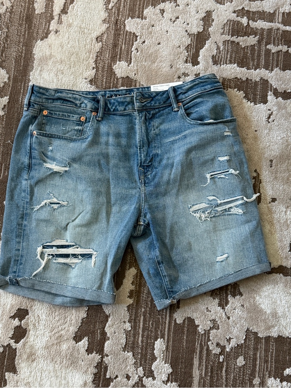 Distressed Denim Men’s Shorts - Blue